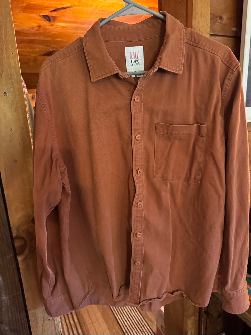 Topo Designs Men's Rust-Brown Long-Sleeve Button-Up Shirt